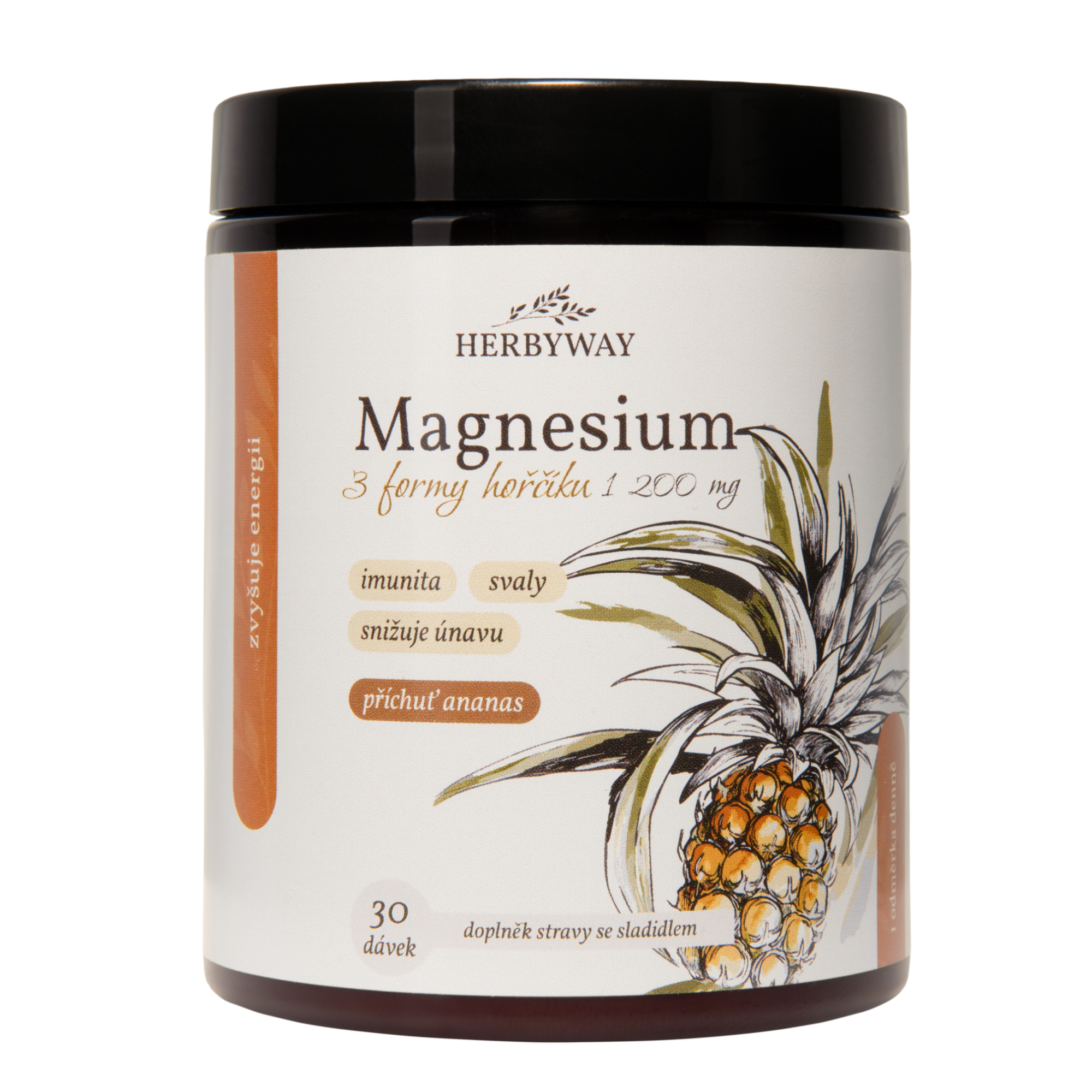 Levně Herbyway Magnesium 3 formy hořčíku 1 200 mg, příchuť ananas