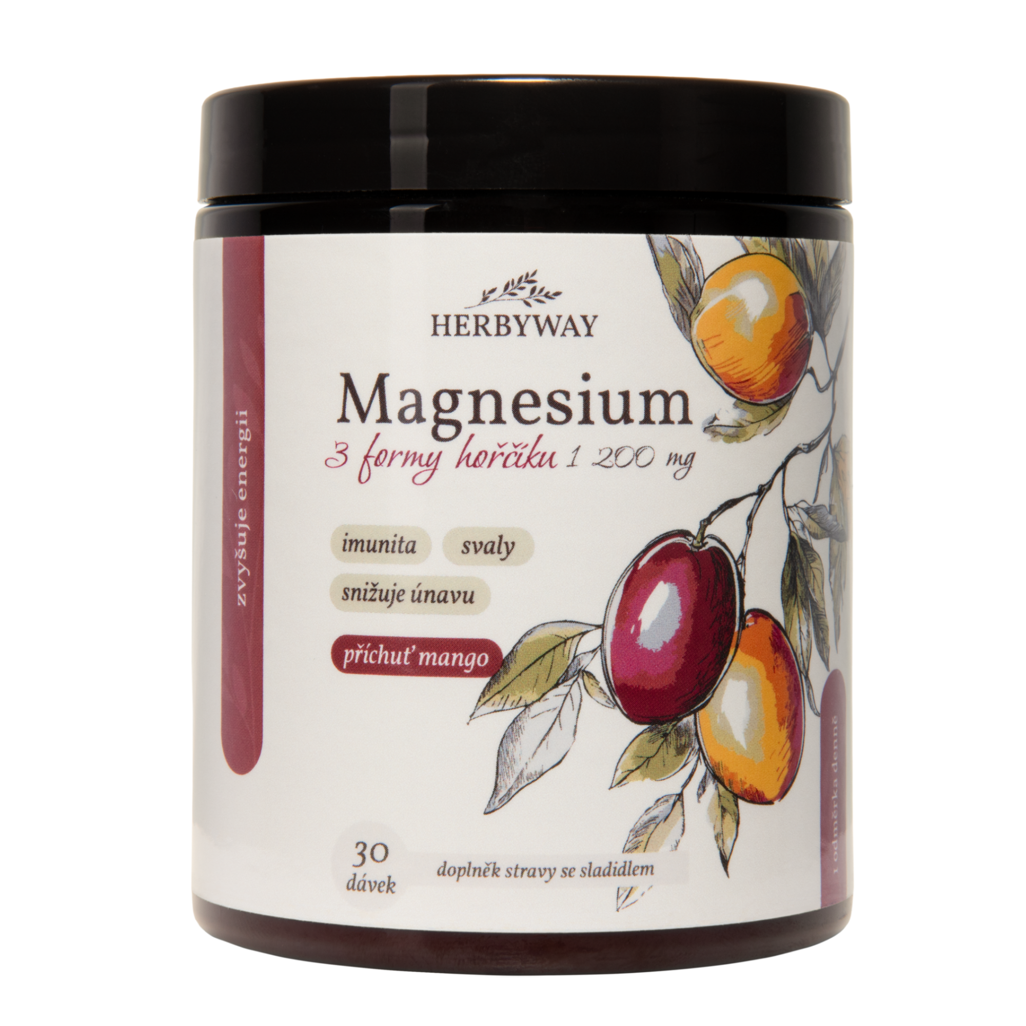 Levně Herbyway Magnesium 3 formy hořčíku 1 200 mg, příchuť mango