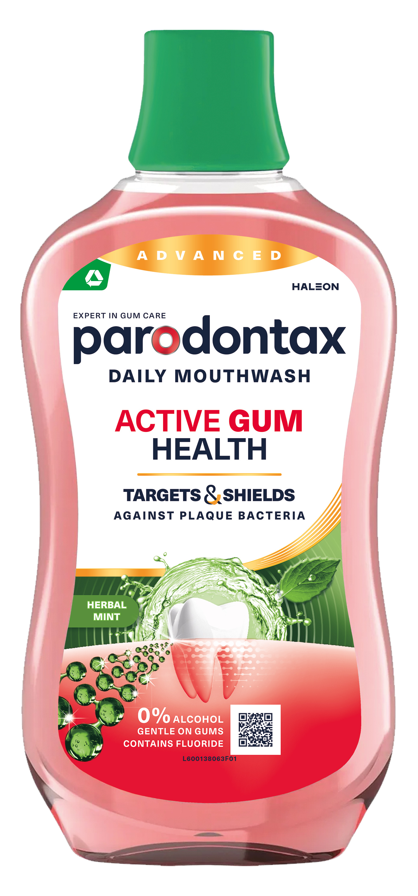 Parodontax Active Gum Health Herbal Mint ústní voda pro zdravé dásně a svěží dech 500ml koupíte na MojeLékárna.cz