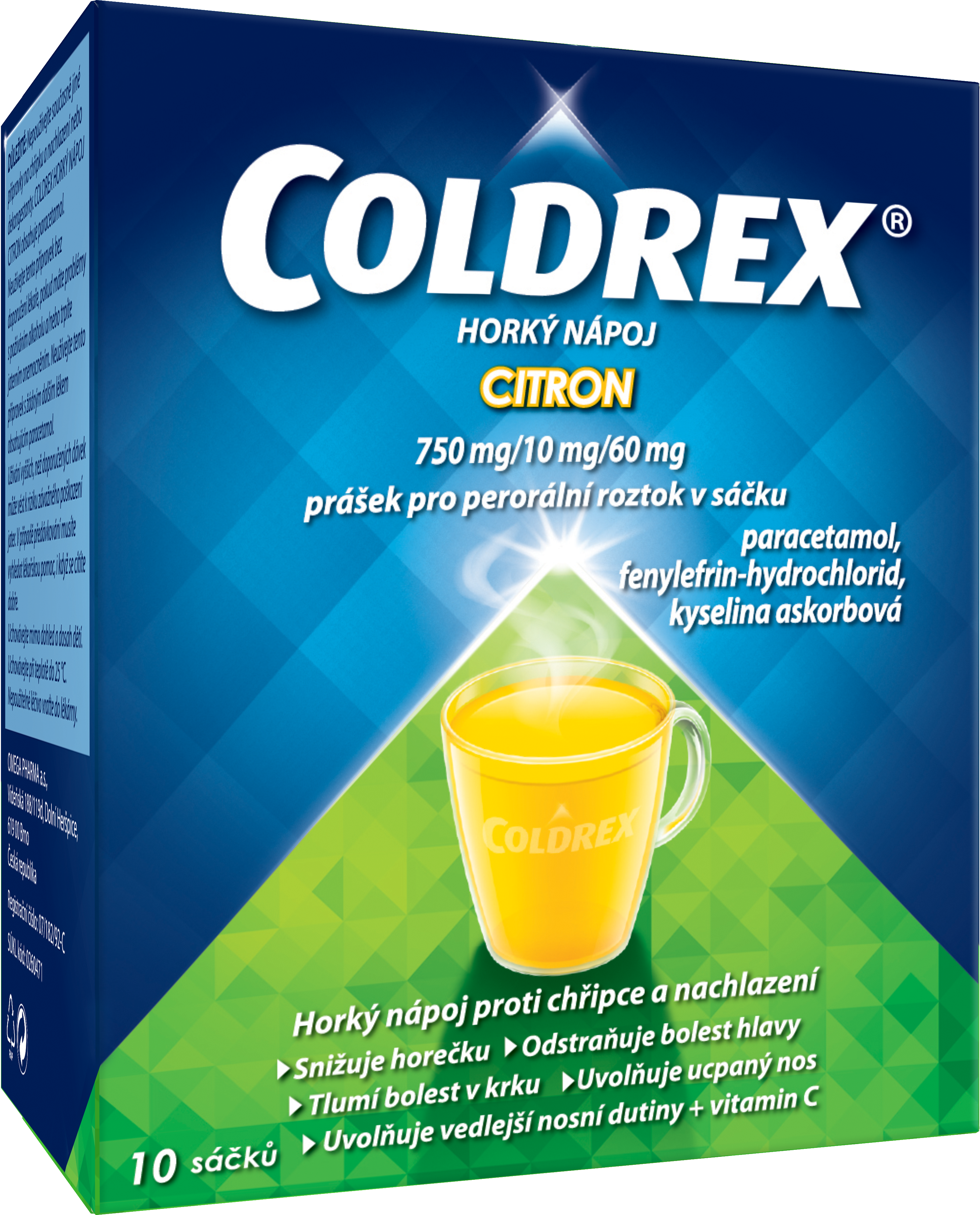 COLDREX HORKÝ NÁPOJ CITRON POR 750MG/10MG/60MG POR PLV SOL SCC 10 I koupíte na MojeLékárna.cz