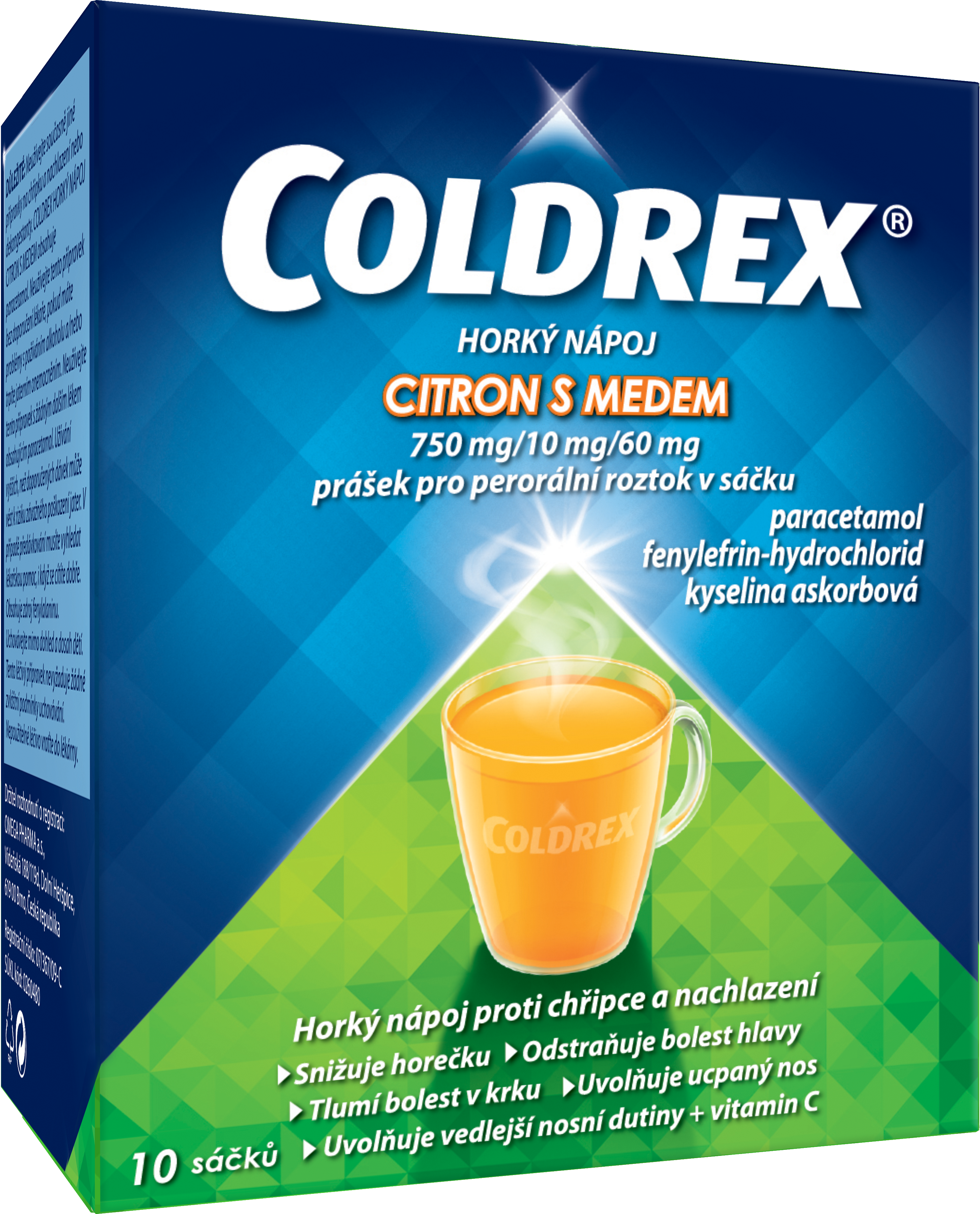 COLDREX HORKÝ NÁPOJ CITRON S MEDEM POR 750MG/10MG/60MG POR PLV SOL SCC 10 I koupíte na MojeLékárna.cz