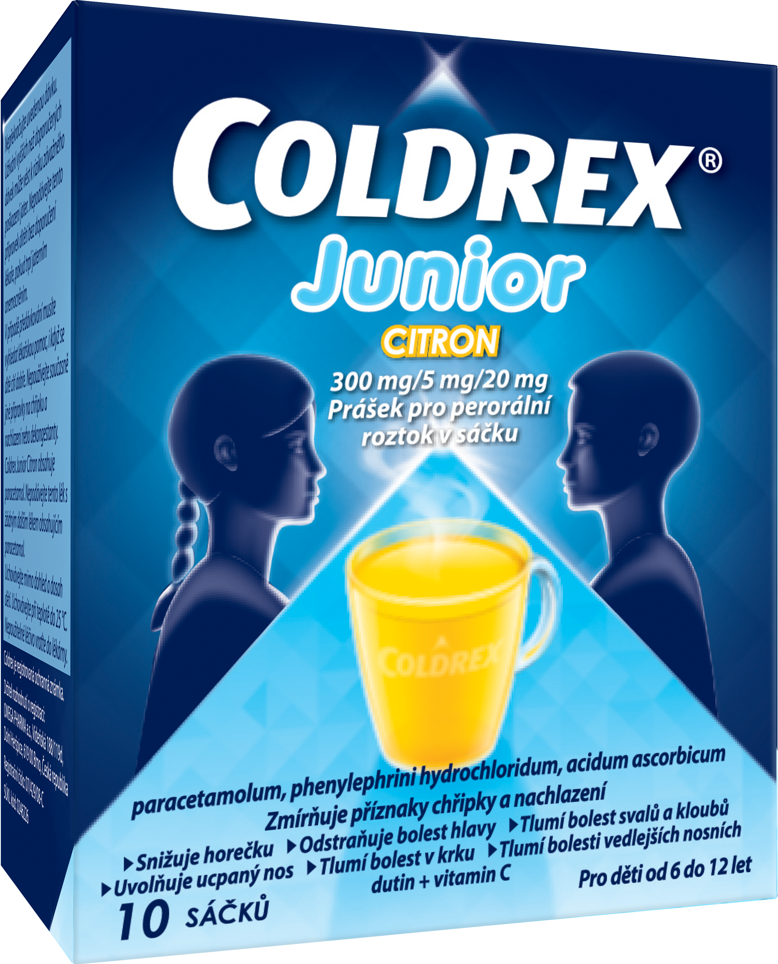 COLDREX JUNIOR CITRON POR 300MG/5MG/20MG POR PLV SOL SCC 10 I koupíte na MojeLékárna.cz