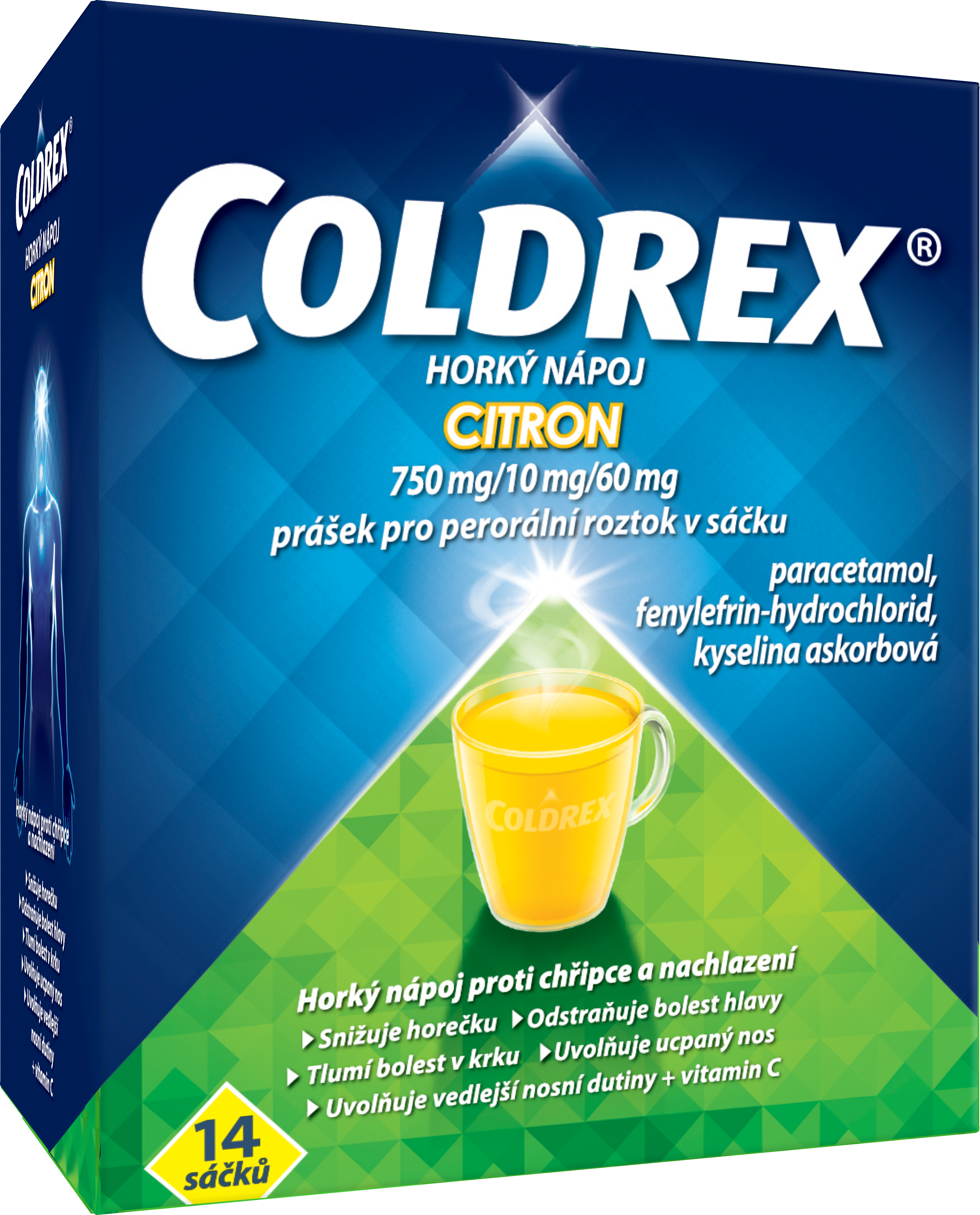 COLDREX HORKÝ NÁPOJ CITRON POR 750MG/10MG/60MG POR PLV SOL SCC 14 I