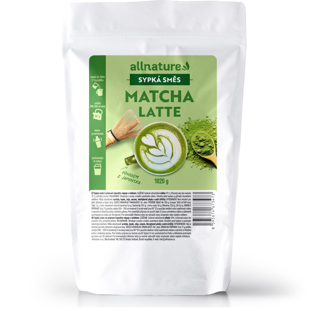 Allnature Matcha latte 1020g koupíte na MojeLékárna.cz