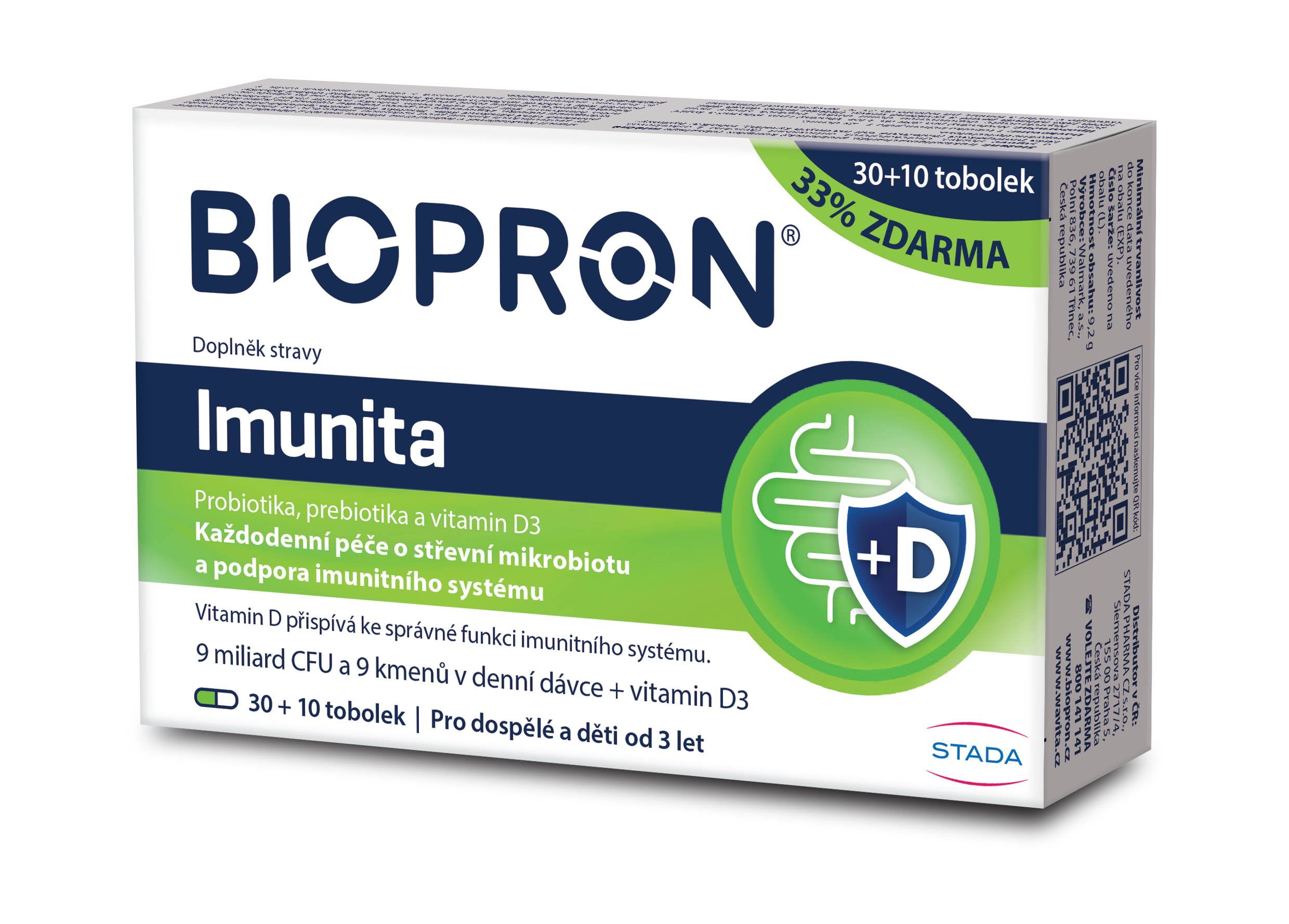 Biopron Imunita probiotika + vitamin D 30+10 tablet koupíte na MojeLékárna.cz