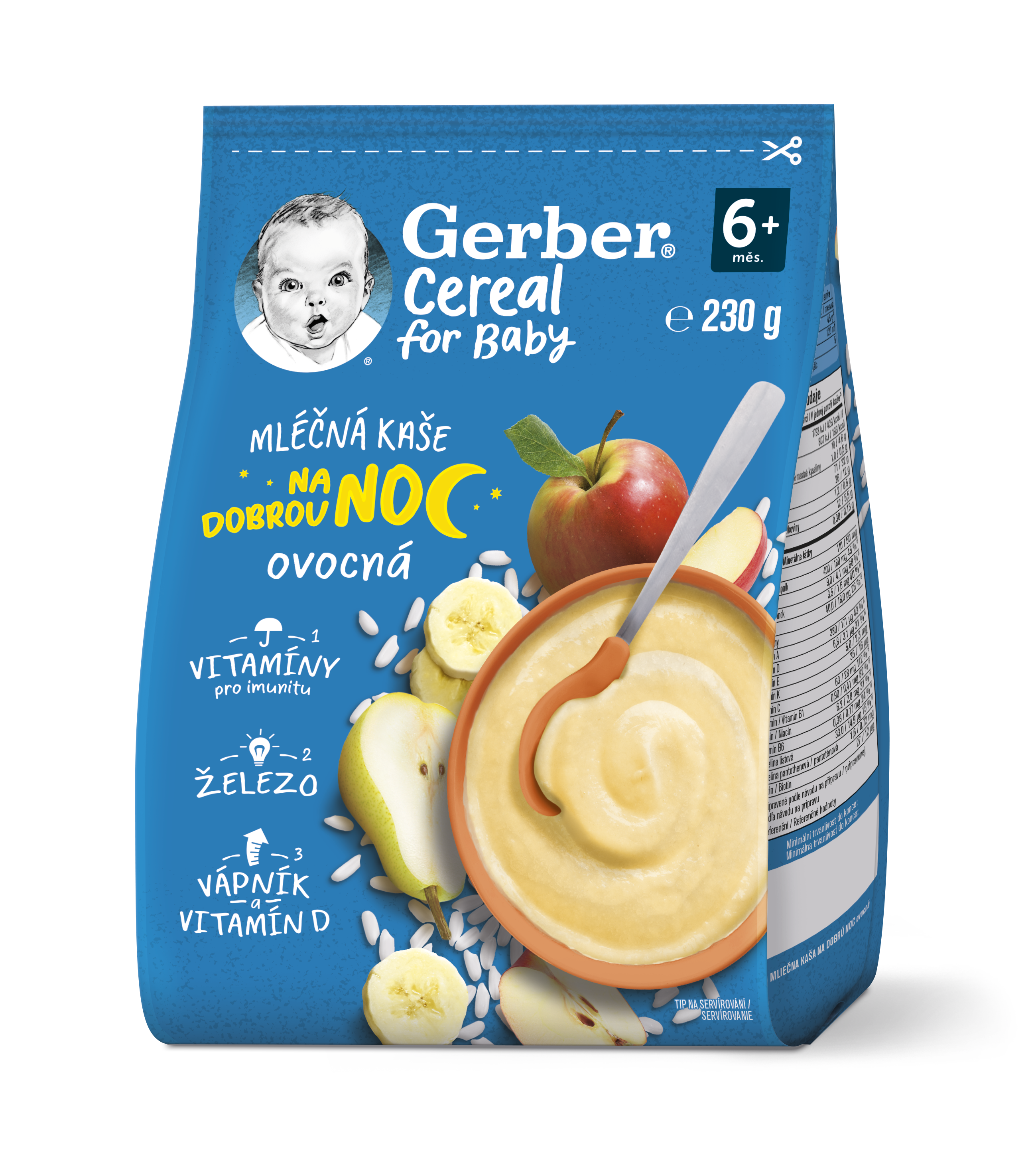 Gerber Cereal Ml.kaše na dobr.noc ovocná 230g 6m+ koupíte na MojeLékárna.cz
