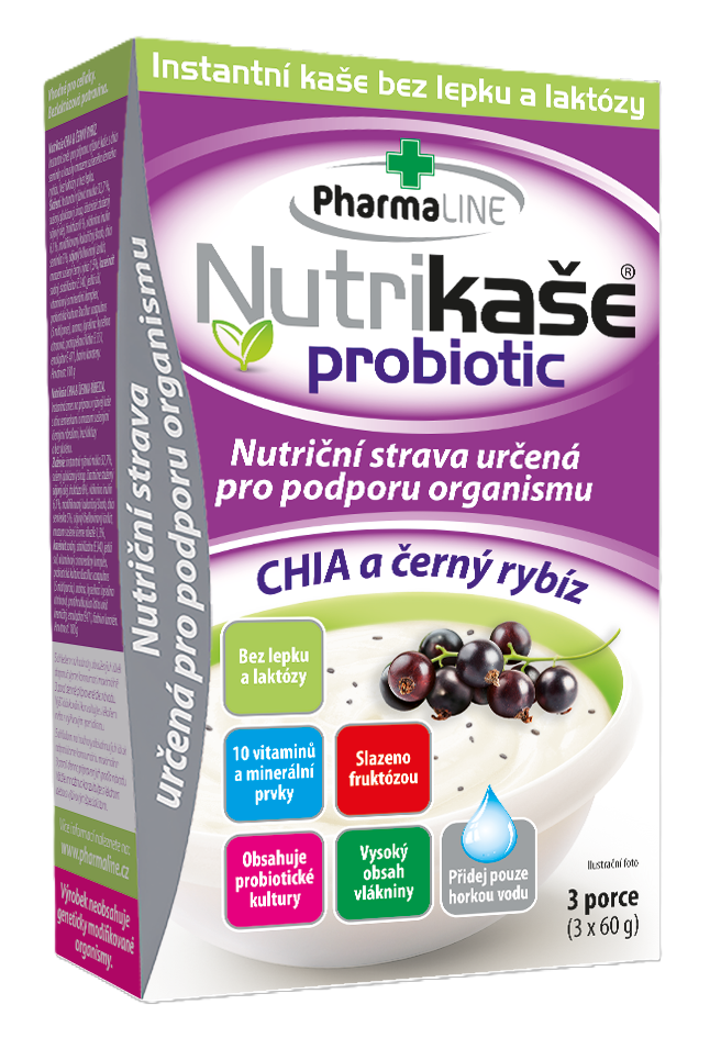 PHARMALINE Nutrikaše probiotic s chia a černým rybízem 3 x 60 g