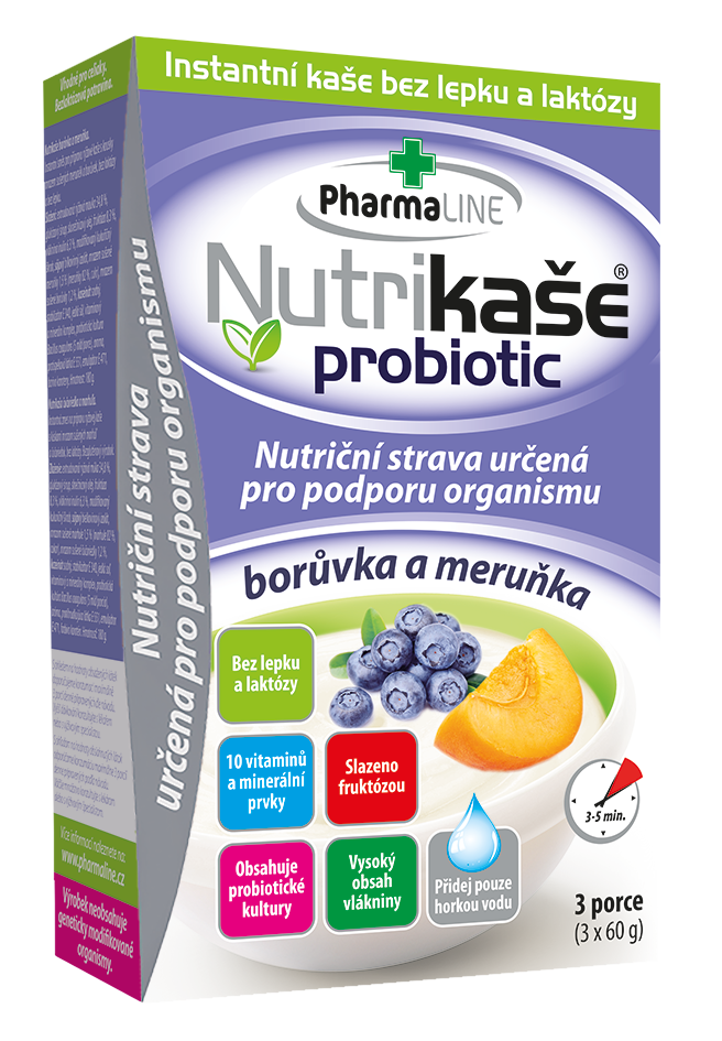 PHARMALINE Nutrikaše probiotic meruňka a borůvka 3 x 60 g