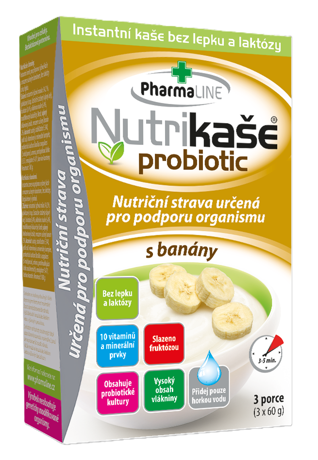PHARMALINE Nutrikaše probiotic s banány 3 x 60 g