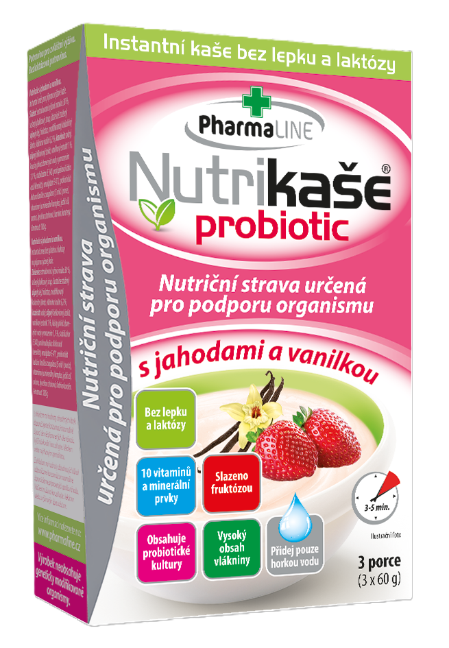 Nutrikaše probiotic jahoda a vanilka 3x60g
