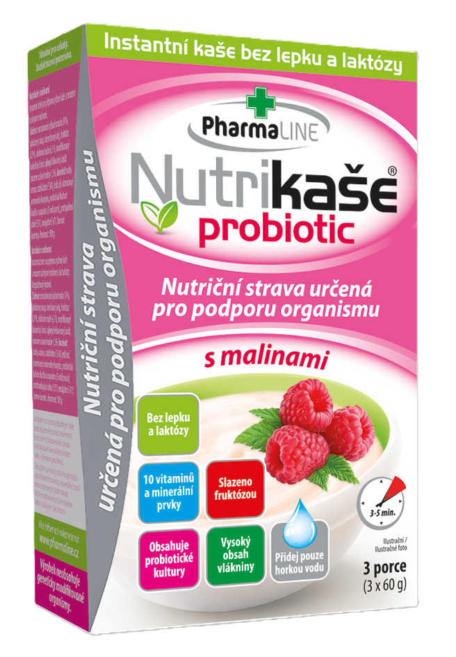 PHARMALINE Nutrikaše probiotic s malinami 3 x 60 g