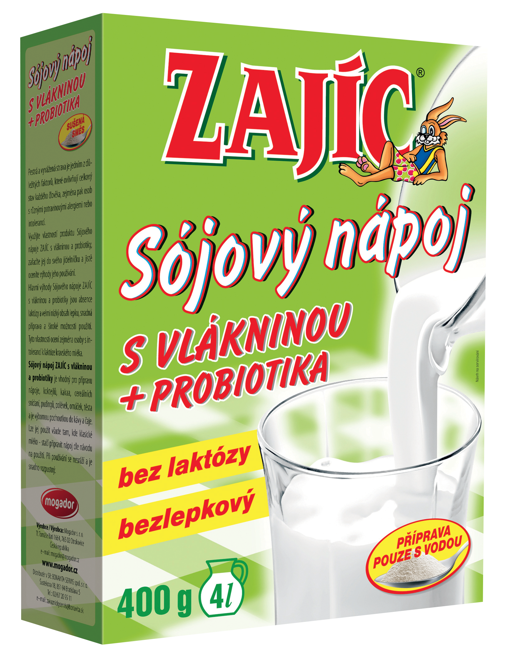 Sójový nápoj Zajíc s vlákninou 400g