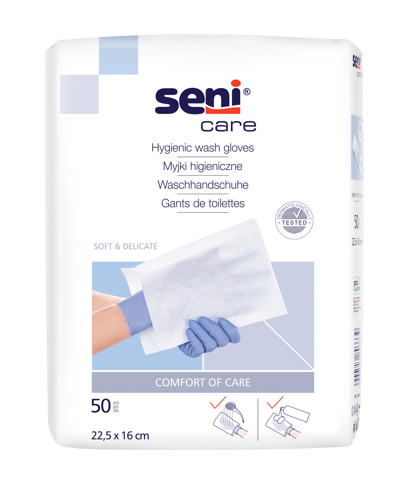 Seni Care mycí žínky 22.5x16cm 50ks