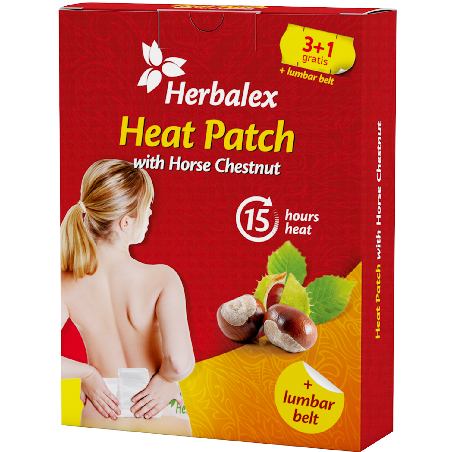 Herbalex hřejivá náplast s kaštanem 3+1+ bederní pás
