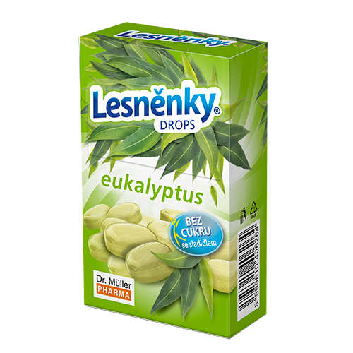 Lesněnky drops eukalyptus bez cukru 38g Dr.Müller