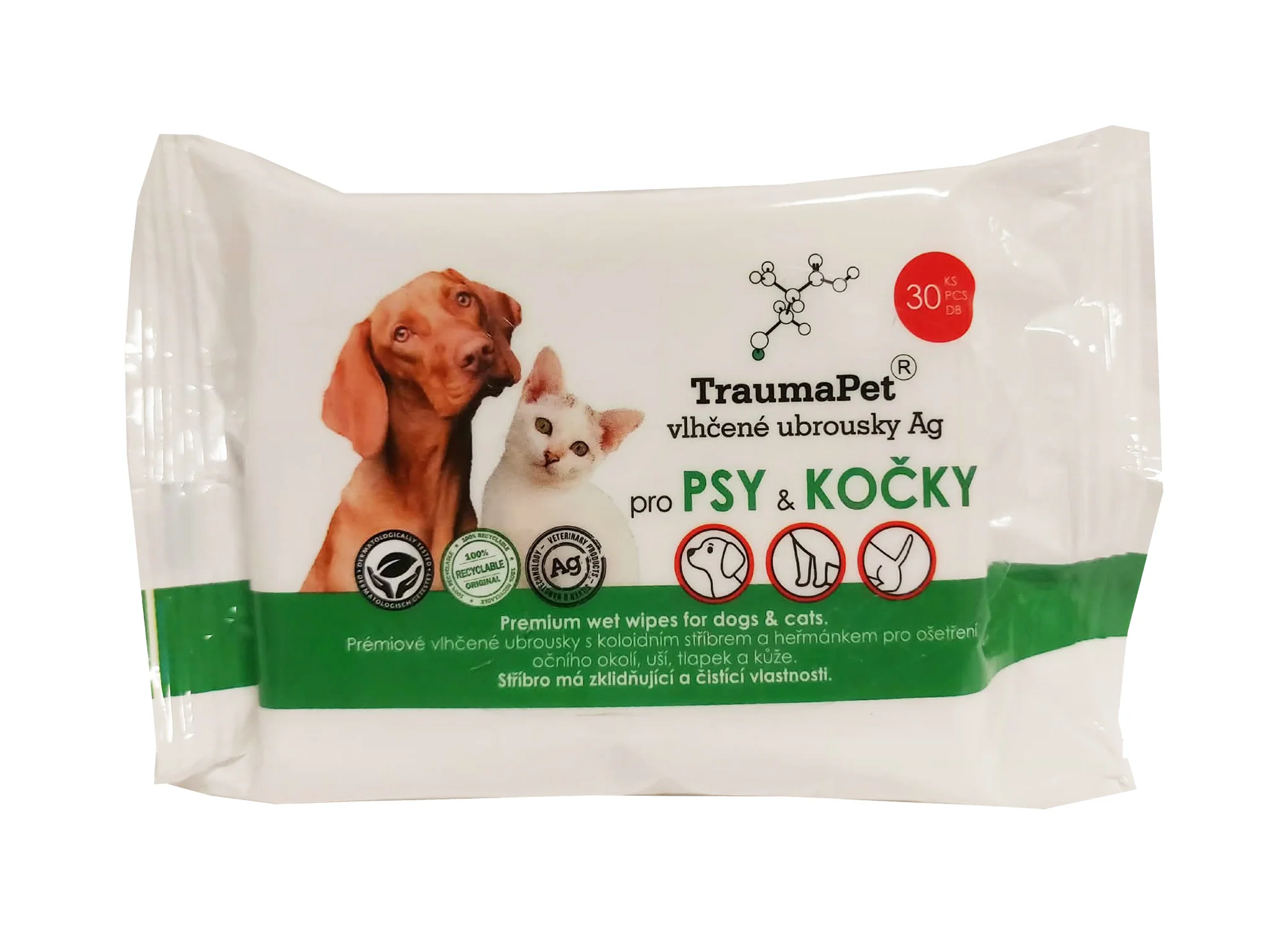 TraumaPet vlhč.ubrousky s Ag pro psy a kočky 30ks