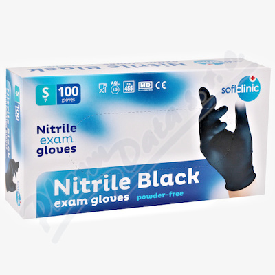 Levně SOFTCLINIC Nitril ruk.vyšetř.nepudr.černé S 100ks