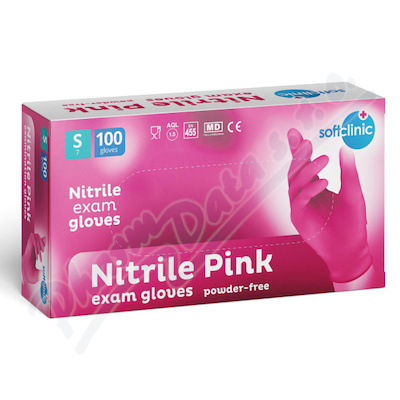 Levně SOFTCLINIC Nitril ruk.vyšetř.nepudr.růžové S 100ks
