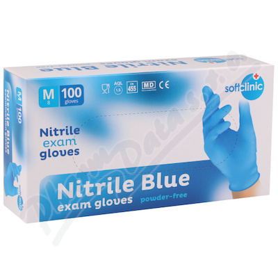 Levně SOFTCLINIC Nitril ruk.vyšetř.nepudr.modré M 100ks