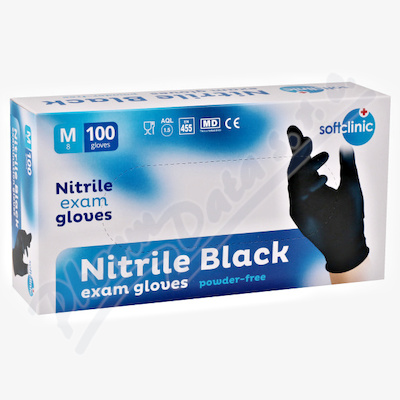 Levně SOFTCLINIC Nitril ruk.vyšetř.nepudr.černé M 100ks