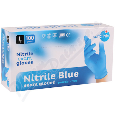 Levně SOFTCLINIC Nitril ruk.vyšetř.nepudr.modré L 100ks