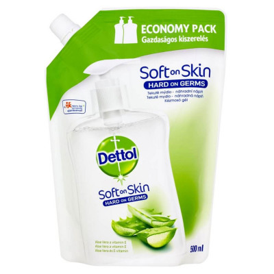 Levně DETTOL Tek.mýdlo Náhr.náplň Jemná aloe+vit.E 500ml