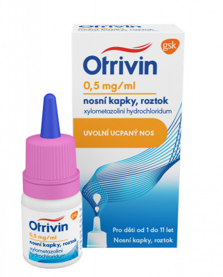Levně Otrivin 0,5mg/ml nosní kapky pro děti při léčbě ucpaného nosu 10ml