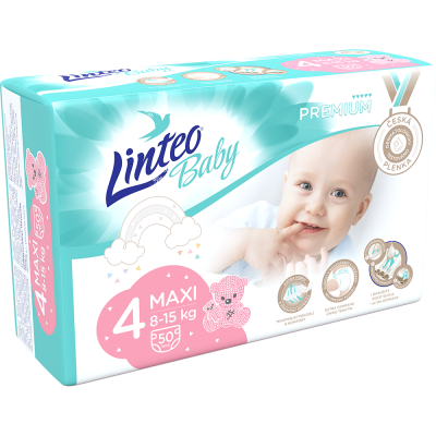 Levně Dětské plenky LINTEO BABY PREMIUM MAXI 8-15kg 50ks