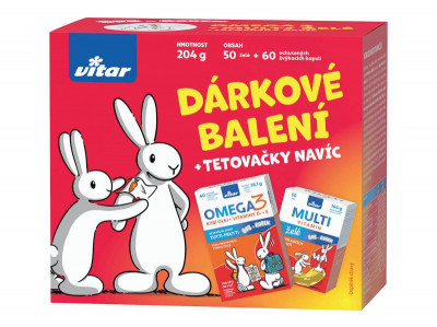 Levně Vitar Kids Omega cps.60+Multivit.želé 50ks+dárek
