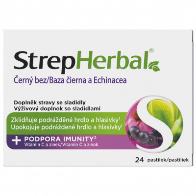 Levně StrepHerbal Černý bez a Echinacea past.24