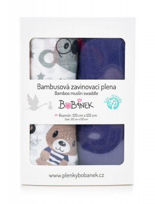 Levně Bambusové zavinovací pleny Duo Pack Medv. v triku