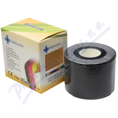 Levně FOX MUSCLE TAPE kinezio tejp.páska černá 5cmx5m