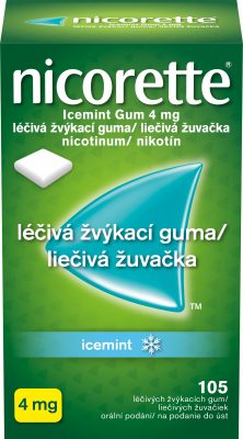 Levně Nicorette Icemint Gum 4mg léčivá žvýkací guma 105