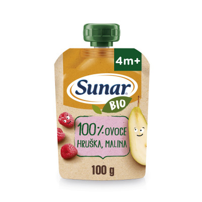 Levně Sunar BIO kapsička Hruška malina 100g