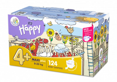 Levně Happy Maxi plus dětské pleny 9-20kg box 2x62ks
