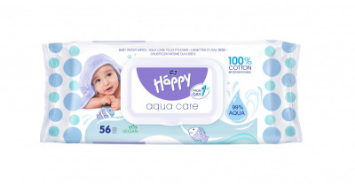 Levně Happy vlhčené ubrousky Aqua care 56ks