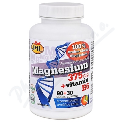 Levně JML Magnesium 375mg + vitamin B6 tbl.90+30
