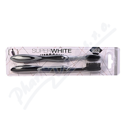 Levně SUPERWHITE Black Edition zubní kartáček MEDIUM 2ks