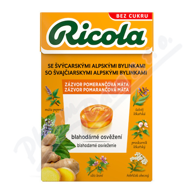 Levně RICOLA Zázvor pomerančová máta bez cukru 40g