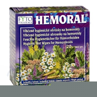 Levně Hemoral vlhčené hyg. ubrousky na hemoroidy 20ks