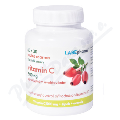 Levně Labe Pharm Vitamín C 500mg+šípek+acerola tbl.90