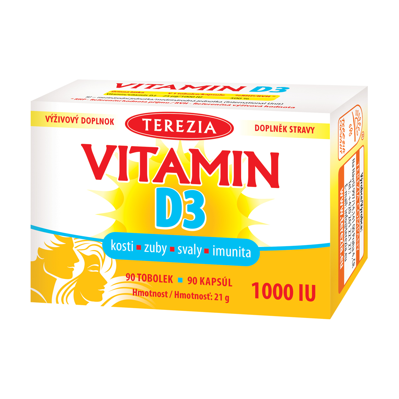 Levně TEREZIA Vitamín D3 1000 IU tob.90