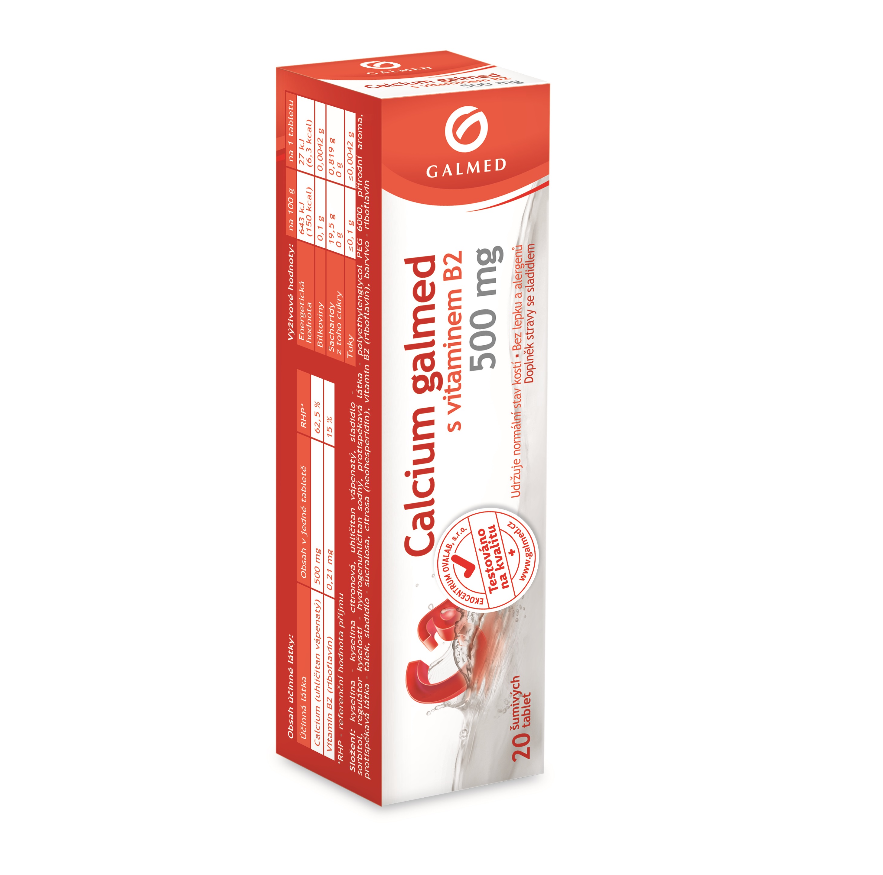 Levně Calcium 500mg eff.tbl.20x500mg Galmed