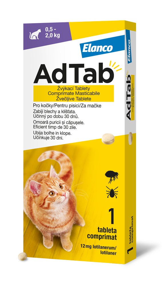 Levně AdTab 12 mg žvýkací tablety pro kočky o hmotnosti 0,5–2,0 kg