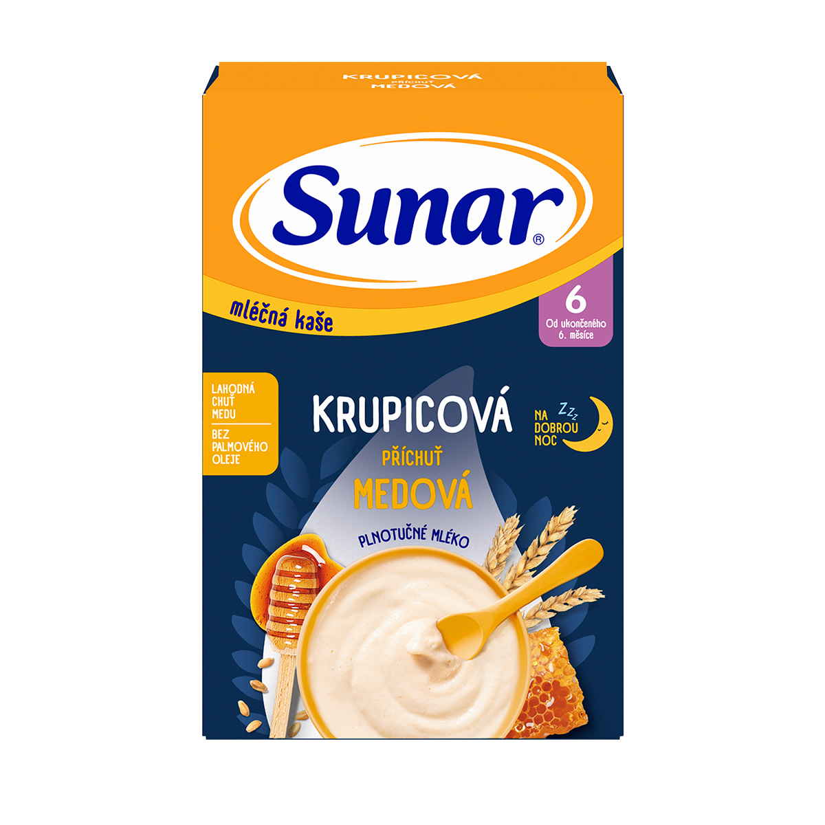 Levně Sunar mléčná krupicová kaše na dobrou noc medová 210g