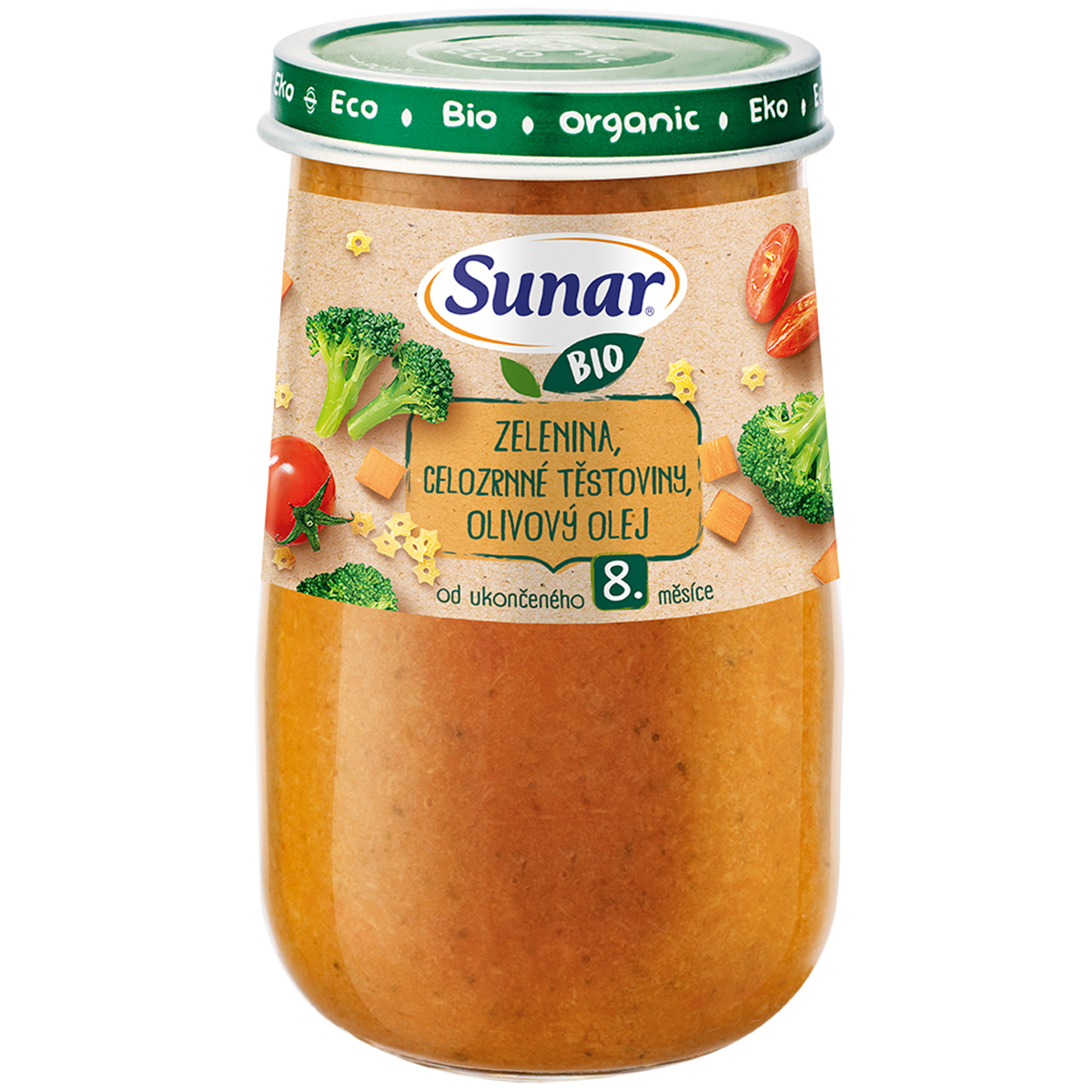 Levně Sunar BIO příkrm zelenina těstoviny olivový olej 190g