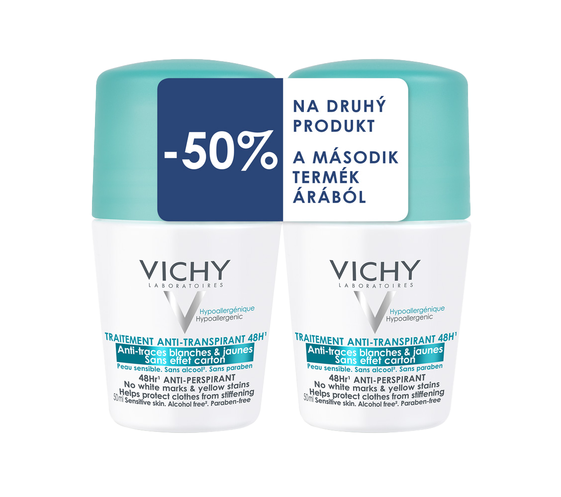 VICHY DEO roll-on DUO Roll-on proti skvrnám 2x50ml koupíte na MojeLékárna.cz