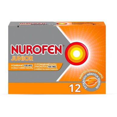 Levně Nurofen Junior Pomeranč 100mg 12 žvýkacích tablet