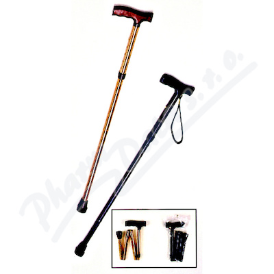 Levně Hůl vycházková skládací černá nastav.90-1050cm