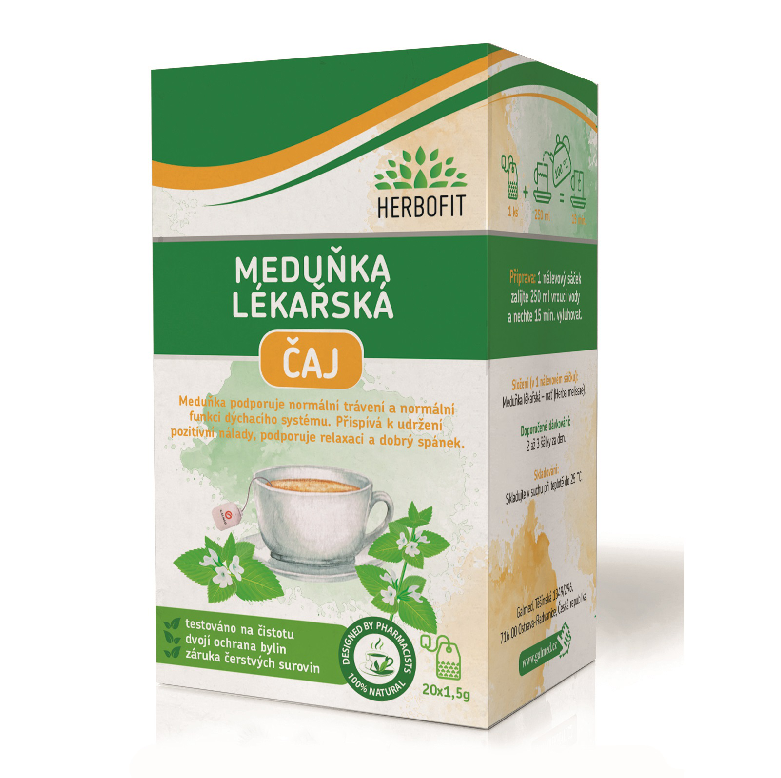 Levně Herbofit Bylinný čaj Meduňka 20x1.5g